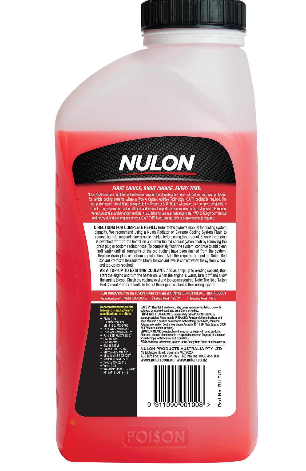 Red Premium Long Life Coolant Premix (RLLTU)